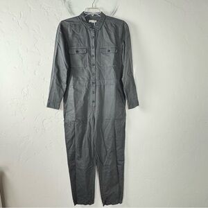 Outerknown Jumpsuit One Piece Romper Utility Solid‎ Dark Grey Linen Cotton Knit